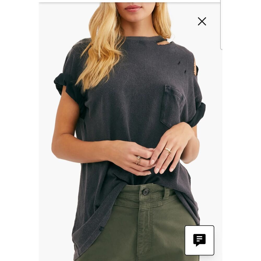 Free People We The Free Rubi Ripped Pocket T-Shirt XS